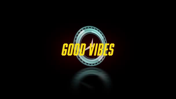 Animation Good Vibes Text Scope Scanning Black Background Social Media — Stock Video