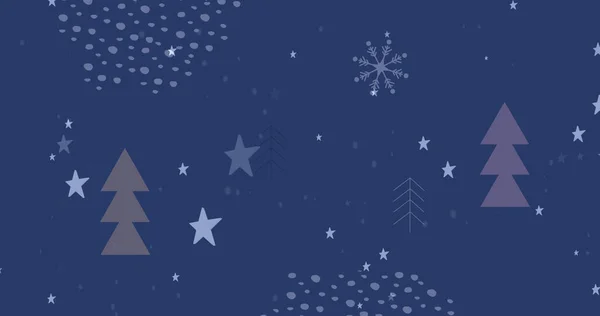 Imagen Nieve Cayendo Sobre Abetos Sobre Fondo Oscuro Navidad Tradición —  Fotos de Stock