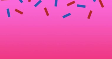 Gradyan pembe arkaplan üzerinde kırmızı ve mavi çizgilerin animasyonu. renk ve hareket kavramı dijital olarak oluşturulmuş video.