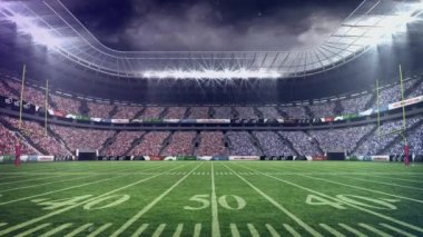 Spor stadyumunun üzerine yağan kar animasyonu. spor, kış ve yarışma konsepti dijital olarak oluşturulmuş video.