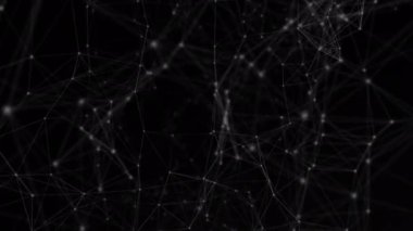 Siyah arkaplandaki bağlantı ağının canlandırılması. küresel iş, bağlantılar ve dijital arayüz konsepti dijital olarak oluşturulmuş video.