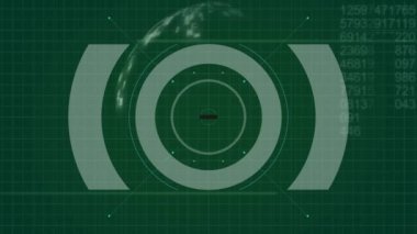 Dünya çapında tarama ve veri işleme alanlarının animasyonu. veri işleme, bağlantılar ve teknoloji konsepti dijital olarak oluşturulmuş video.