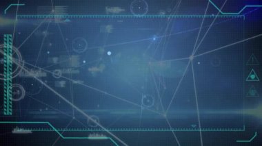 Veri işlemenin animasyonu, bağlantı ağları ve siyah arkaplan üzerindeki ışık. küresel bağlantılar, veri işleme ve dijital arayüz konsepti dijital olarak oluşturulmuş video.