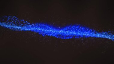 Siyah arkaplandaki mavi noktaların canlandırması. dijital arayüz teknolojisi ve arkaplan dijital olarak oluşturulmuş video.