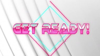 Beyaz arkaplandaki ışık izlerinin üzerinden hazır metnin animasyonu. Video oyunu, eğlence ve dijital arayüz kavramı dijital olarak oluşturuldu.