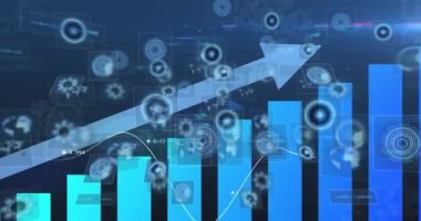 Veri işleme ve hareket eden ekranların animasyonu. küresel bağlantılar, veri işleme ve dijital arayüz konsepti dijital olarak oluşturulmuş video.