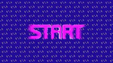 Mavi arkaplandaki neon noktalar üzerinden başlangıç metninin canlandırması. Sosyal medya ve iletişim arayüzü kavramı dijital olarak oluşturulmuş video.