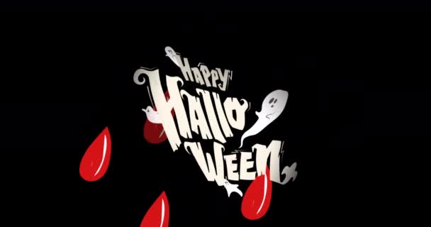 Animação Sangue Feliz Halloween Fundo Preto Horror Medo Tradição Halloween — Vídeo de Stock