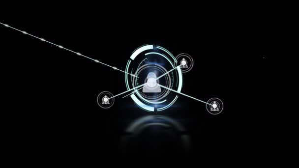 人のアイコンとの接続の範囲スキャンとネットワークのアニメーション 世界規模の接続 ネットワーキング デジタルインターフェースの概念デジタル生成されたビデオ — ストック動画