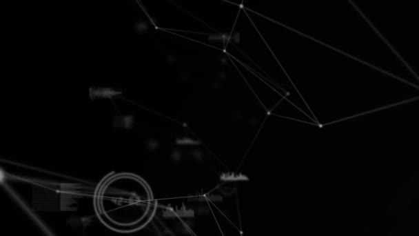 Цифровая Анимация Сети Соединений Обработки Данных Черном Фоне Глобальная Концепция — стоковое видео