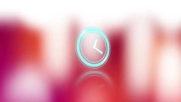 Анимация Часов Быстро Движущихся Цифровом Красочном Фоне Концепция Цифрового Интерфейса — стоковое видео