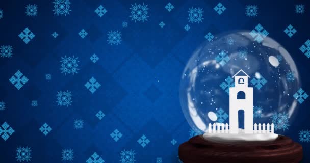 圣诞节文本在圣诞节雪球上的动画化 圣诞节 传统和庆祝概念数字制作的视频 — 图库视频影像