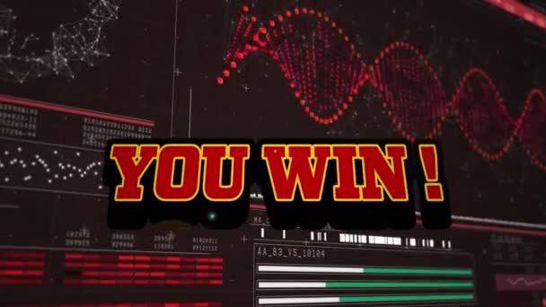 Animation de vous gagner du texte sur l'interface numérique. jeu vidéo, divertissement et concept d'interface numérique vidéo générée numériquement.