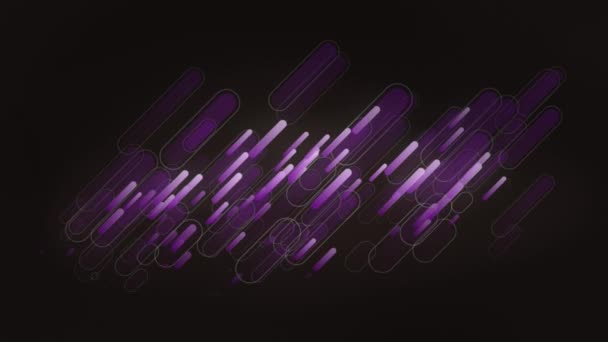 Animación Senderos Luz Púrpura Movimiento Sobre Fondo Negro Tecnología Interfaz — Vídeos de Stock
