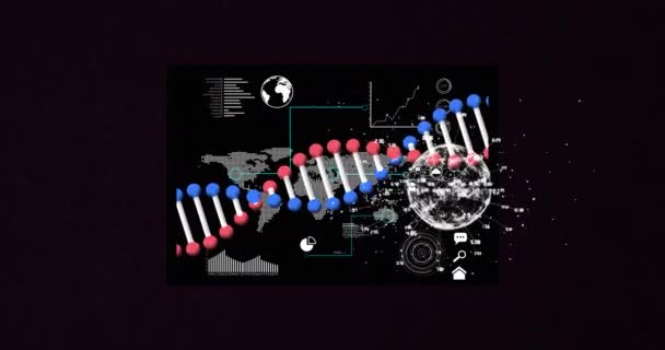 Animacja Interfejsu Cyfrowego Przetwarzaniem Danych Ciemnym Tle Globalne Połączenia Interfejs — Wideo stockowe