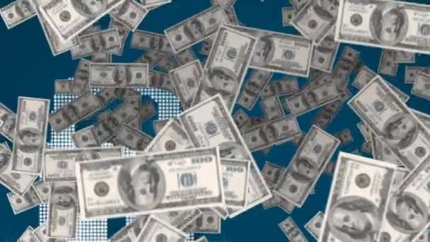 Animação Dinheiro Flutuando Sobre Cadeado Finanças Globais Dinheiro Nenhum Pagamento — Vídeo de Stock
