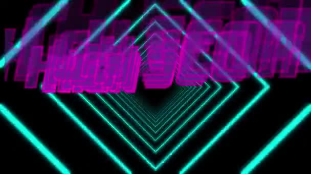 Siyah Arkaplanda Neon Şekiller Üzerine Yüksek Skorlu Metin Animasyonu Video — Stok video