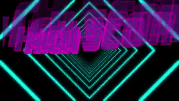 Animatie Van Hoge Score Tekst Neon Vormen Zwarte Achtergrond Video — Stockvideo