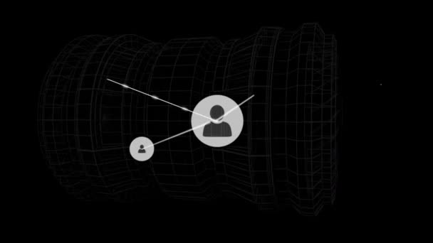 Animering Nätverk Anslutningar Med Ikoner Svart Bakgrund Globala Anslutningar Och — Stockvideo