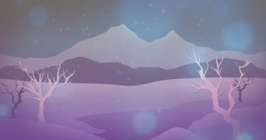 Kış manzarasına yağan kar görüntüsü. Noel, gelenek ve kutlama konsepti dijital olarak oluşturuldu.