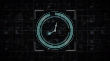 Neon dijital saatin siyah arkaplanda tıklamasıyla birden fazla değişen sayının dijital animasyonu. bilgisayar arayüzü ve teknoloji kavramı