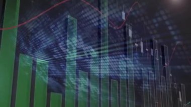 Siyah arkaplan üzerinden finansal veri işleme animasyonu. küresel iş, finans, dijital arayüz ve bağlantılar konsepti dijital olarak oluşturulmuş video.