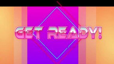 Renkli geometrik arkaplan üzerinden hazır metin animasyonu. Video oyunu, eğlence ve dijital arayüz kavramı dijital olarak oluşturuldu.