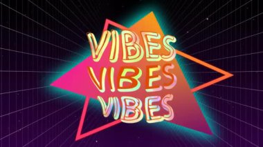 Renkli yazılardaki titreşimlerin turuncu üçgenler üzerinden bükülmesi ve siyah üzerine yayılan çizgiler. dijital arayüz ve sosyal medya mesajlaşma kavramı dijital olarak oluşturulmuş video.