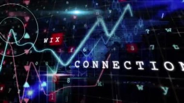 Siyah arka planda teknoloji metni ve veri işleme animasyonu. Siber suçlar, siber saldırı ve dijital olarak oluşturulan hack konsepti.