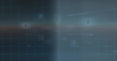 Veri işleme ile kapsam taramasının animasyonu. küresel bağlantılar, veri işleme ve dijital arayüz konsepti dijital olarak oluşturulmuş video.