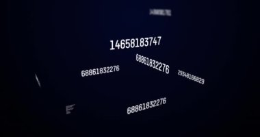 Siyah arkaplanda işlem yapan numaraların animasyonu. küresel internet güvenliği, veri işleme, bağlantılar ve dijital arayüz konsepti dijital olarak oluşturulmuş video.