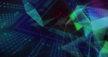 Parlak neon tünel arkaplanındaki bağlantı ağlarının animasyonu. küresel bağlantılar, renk, hareket ve ışık konsepti dijital olarak oluşturulmuş video.