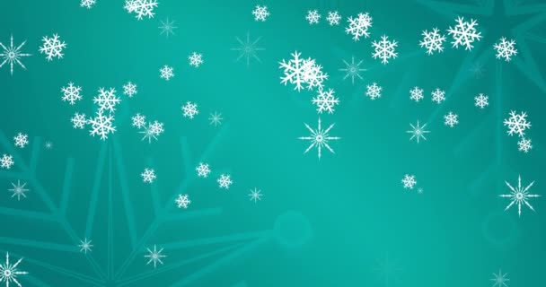 Animation Fallande Snöflingor Blå Bakgrund Jul Tradition Och Firande Koncept — Stockvideo