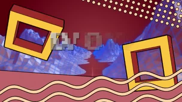 Animacja Wow Kwadratów Fal Cyfrowej Przestrzeni Abstrakcyjnej Komputer Gry Koncepcja — Wideo stockowe