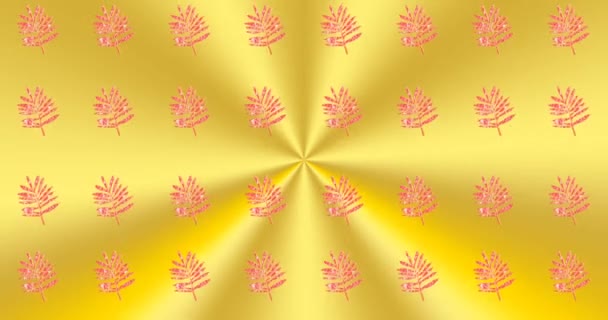 黄色の背景に複数のピンクの植物のアニメーション 自然やパターン色や動きの概念をデジタルで生成し — ストック動画