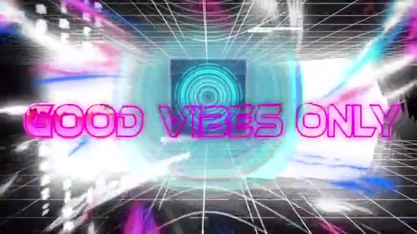 Animation Good Vibes Only Digital Abstract Space Screen Computer Games — Stock Video