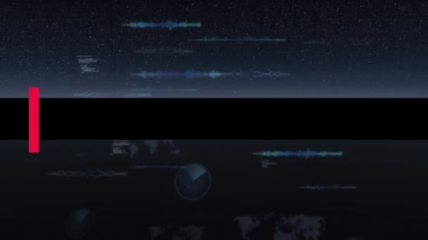 Animación Digital Banner Texto Cibernético Contra Múltiples Escáneres Redondos Procesamiento — Vídeos de Stock
