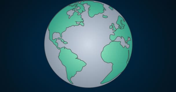 Animação Globo Corações Sobre Fundo Azul Escuro Ambiente Sustentabilidade Ecologia — Vídeo de Stock