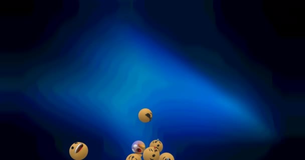 Animation Flera Emojis Faller Över Mörk Bakgrund Sociala Medier Och — Stockvideo