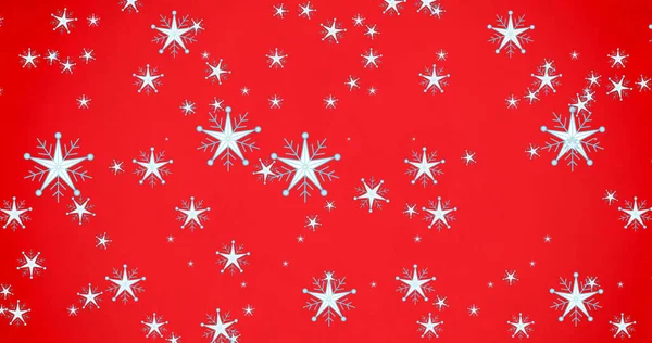 Afbeelding Van Vallende Sterren Rode Achtergrond Kerstmis Winter Traditie Viering — Stockfoto