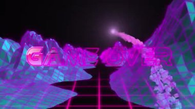 Oyunun animasyonu dijital soyut uzayda sona erdi. bilgisayar, oyunlar ve teknoloji konsepti dijital olarak oluşturuldu.