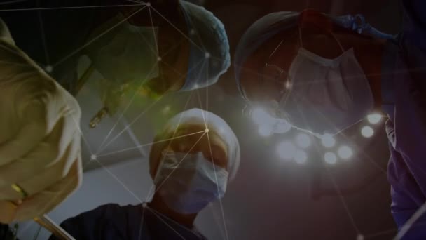 Animazione Rete Connessioni Sopra Chirurghi Sala Operatoria Concetto Tecnologia Medica — Video Stock