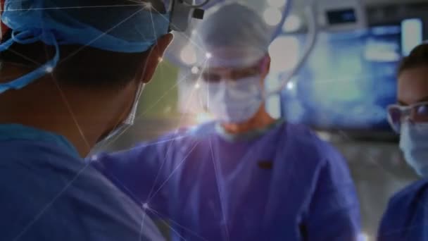 Animatie Van Het Netwerk Van Verbindingen Chirurgen Operatiekamer Medisch Medisch — Stockvideo