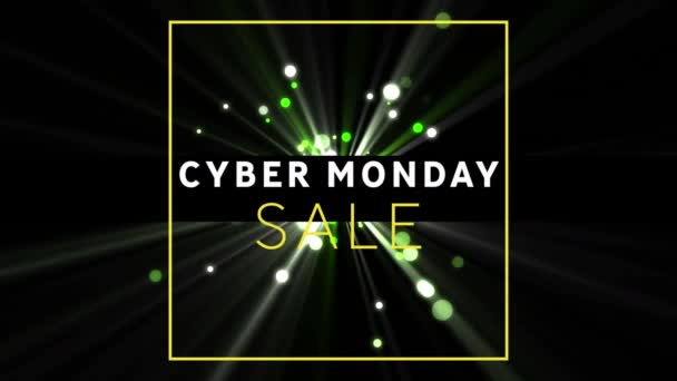 Digital Animation Cyber Monday Sale Text Banner Green Spots Light — Stock Video