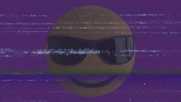 Κινούμενα Σχέδια Του Emoji Γυαλιά Ηλίου Πάνω Από Θόρυβο Στην — Αρχείο Βίντεο