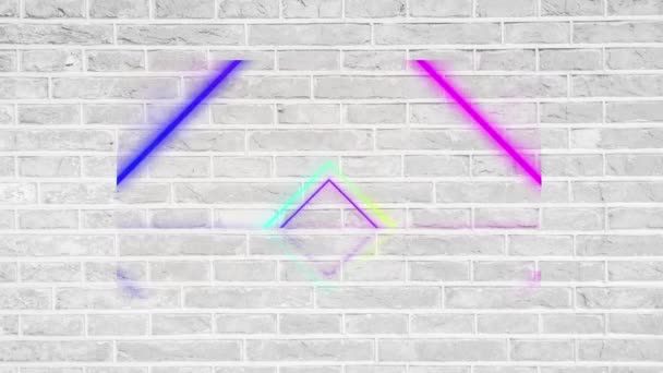 Animatie Van Kleurrijke Neon Driehoeken Bakstenen Achtergrond Concept Van Sociale — Stockvideo