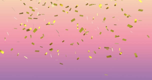 Animation Von Konfetti Das Über Den Rosafarbenen Hintergrund Fällt Party — Stockvideo