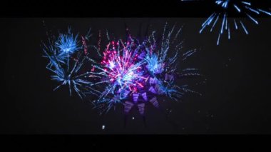 Siyah arka planda havai fişek gösterisinde mutlu diwali animasyonu. diwali geleneği ve dijital olarak üretilen video konsepti.