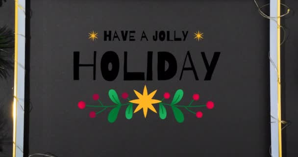 Animace Mít Veselý Vánoční Text Dekorace Černém Pozadí Vánoční Tradiční — Stock video