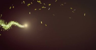 Siyah arka planda konfeti üzerine mutlu diwali animasyonu. diwali geleneği ve dijital olarak üretilen video konsepti.